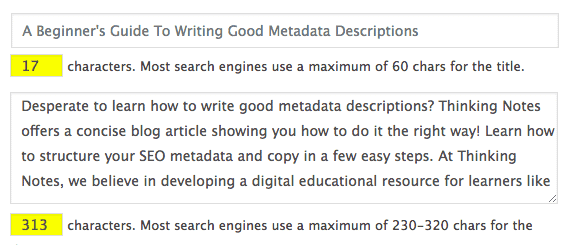 Example of a metadata description