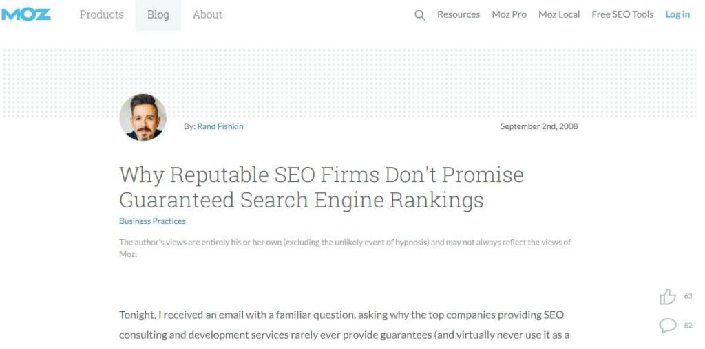 Reputable SEO Firms Do not Guarantee Search Engine Rankings