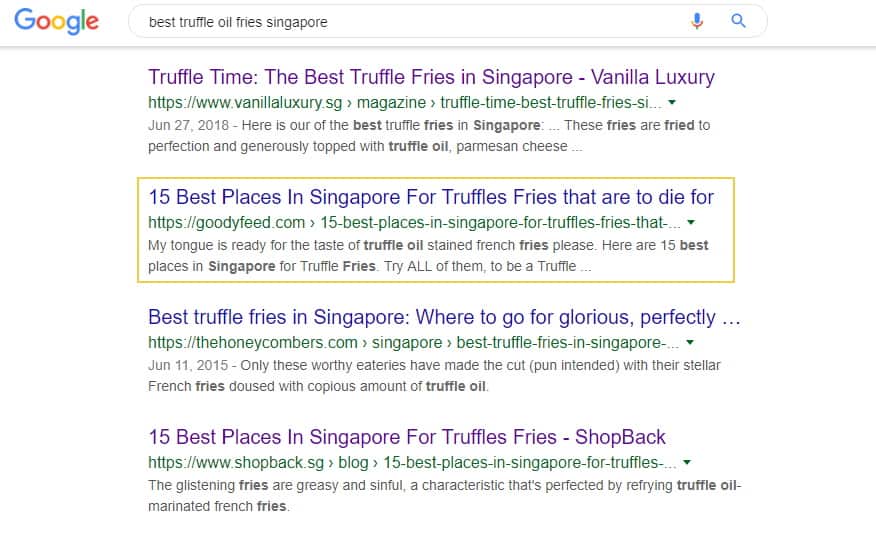 truffle fries search result